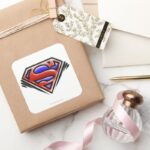 Superman S Shield Red Airbrush Logo Square Sticker