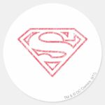 Superman S Shield Red Outline Logo Classic Round Sticker