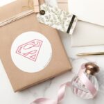 Superman S Shield Red Outline Logo Classic Round Sticker