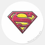 Superman S Shield Scratches Logo Classic Round Sticker