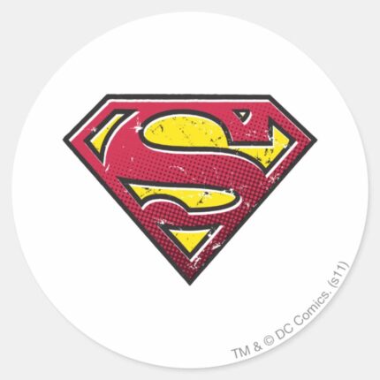 Superman S Shield Scratches Logo Classic Round Sticker