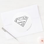 Superman S Shield Simple Black Outline Logo Classic Round Sticker