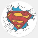 Superman S Shield Within Clouds Logo Classic Round Sticker
