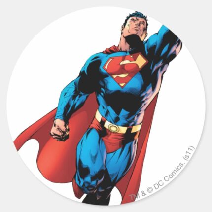 Superman Soars Classic Round Sticker