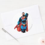 Superman Soars Classic Round Sticker