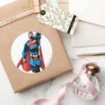 Superman Soars Classic Round Sticker