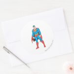 Superman Standing Classic Round Sticker