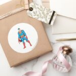 Superman Standing Classic Round Sticker