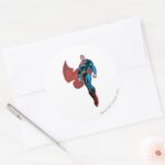 Superman Stands Tall Classic Round Sticker