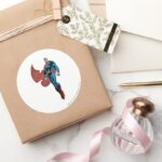 Superman Stands Tall Classic Round Sticker