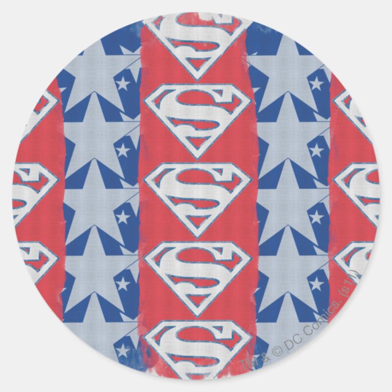 Superman Stars And Logo Classic Round Sticker Superman Stars And Logo Classic Round Sticker