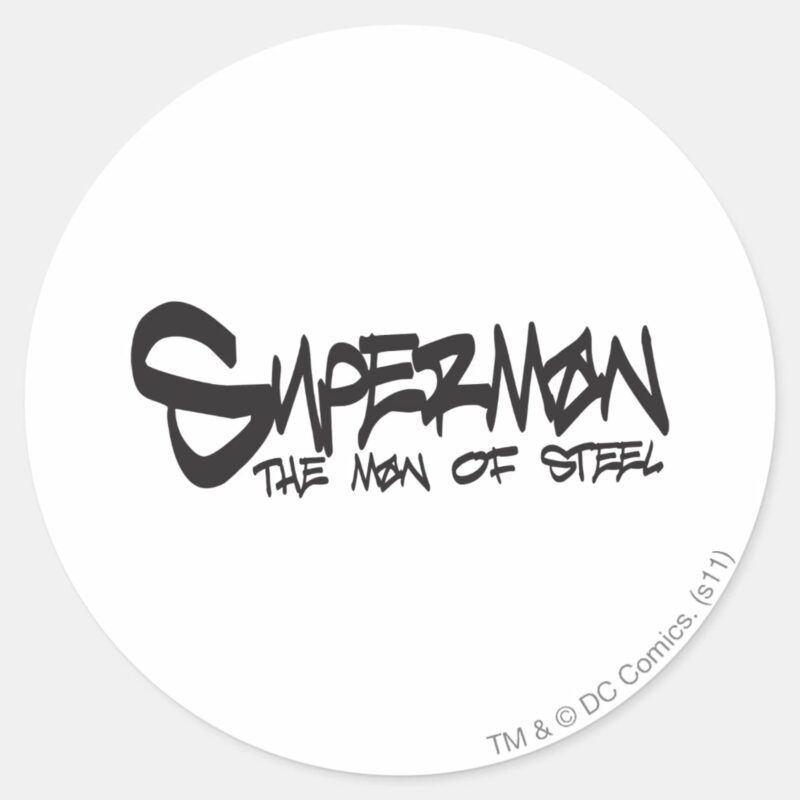 Superman Stylized Black Letters Graffiti Logo Classic Round Sticker