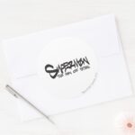 Superman Stylized Black Letters Graffiti Logo Classic Round Sticker