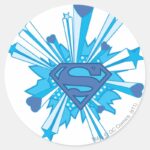 Superman Stylized Blue Shield Hearts Logo Classic Round Sticker