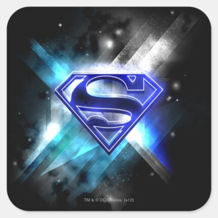 Superman Stylized Blue White Crystal Logo Square Sticker