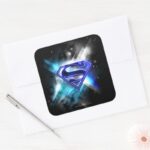 Superman Stylized Blue White Crystal Logo Square Sticker