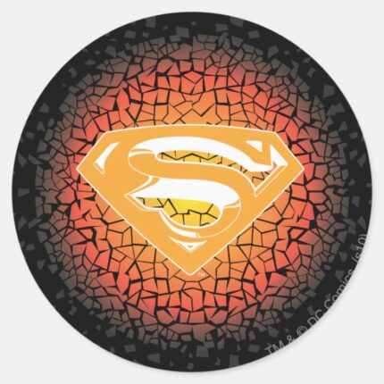 Superman Stylized Crackle Logo Classic Round Sticker