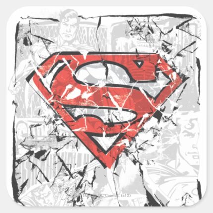 Superman Stylized Crumpled Comic Logo Square Sticker