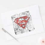 Superman Stylized Crumpled Comic Logo Square Sticker