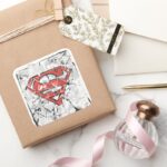 Superman Stylized Crumpled Comic Logo Square Sticker