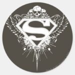 Superman Stylized Dark Brown Background Logo Classic Round Sticker