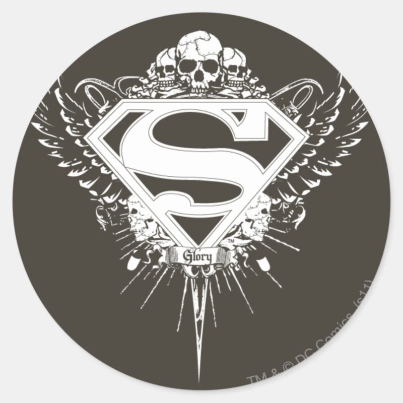 Superman Stylized Dark Brown Background Logo Classic Round Sticker