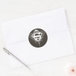 Superman Stylized Dark Brown Background Logo Classic Round Sticker