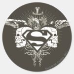 Superman Stylized Dark Skulls Logo Classic Round Sticker