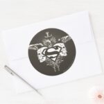 Superman Stylized Dark Skulls Logo Classic Round Sticker