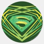 Superman Stylized Green Decorative Logo Classic Round Sticker