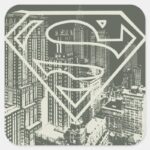 Superman Stylized Green Metropolis Logo Square Sticker