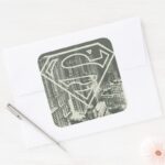 Superman Stylized Green Metropolis Logo Square Sticker