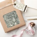 Superman Stylized Green Metropolis Logo Square Sticker