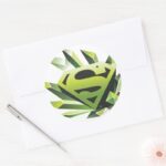 Superman Stylized Green Shield Logo Classic Round Sticker
