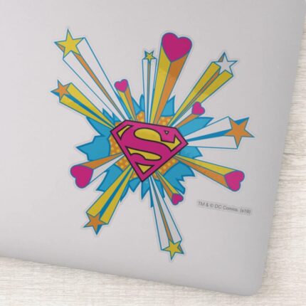Superman Stylized Pink With Hearts Logo Sticker