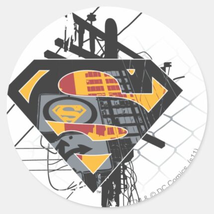 Superman Stylized Powerlines Logo Classic Round Sticker