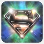 Superman Stylized Shiny Burst Logo Square Sticker