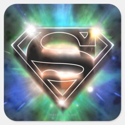 Superman Stylized Shiny Burst Logo Square Sticker