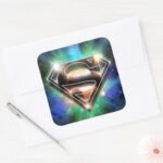 Superman Stylized Shiny Burst Logo Square Sticker