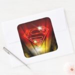Superman Stylized Shiny Red Outline Logo Square Sticker