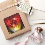 Superman Stylized Shiny Red Outline Logo Square Sticker