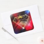 Superman Stylized Shiny Yellow Outline Logo Square Sticker