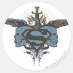 Superman Stylized Skulls Blue Logo Classic Round Sticker