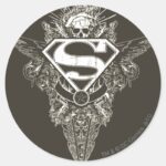 Superman Stylized Star And Skull Logo Classic Round Sticker