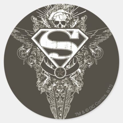 Superman Stylized Star And Skull Logo Classic Round Sticker