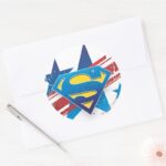 Superman Stylized Stars And Stripes Logo Classic Round Sticker