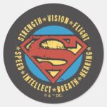 Superman Stylized Strength Vision Flight Logo Classic Round Sticker