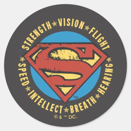 Superman Stylized Strength Vision Flight Logo Classic Round Sticker