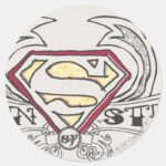 Superman Stylized Texture Logo Classic Round Sticker