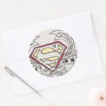 Superman Stylized Texture Logo Classic Round Sticker